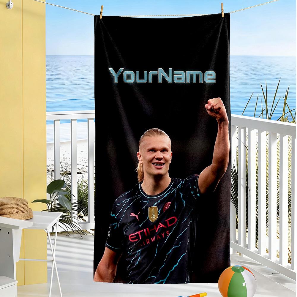 Haaland Personalized Text Beach Towel High Absorbency & Quick-Dry Ideal for Travel Outdoor Swim Pool Yoga Surf Camping Hiking Gym Gift Holiday
