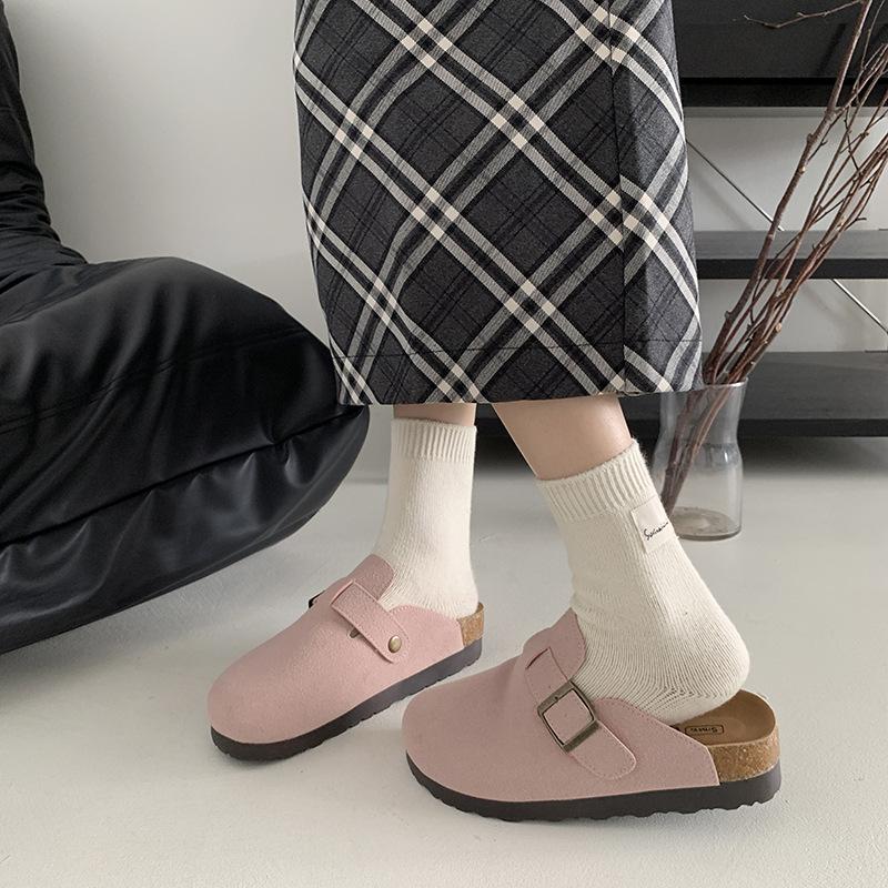 Internet celebrity outer wear versatile one-pedal Boken slippers women's 2025 spring new heightened thick-soled bag head Boken half slippers