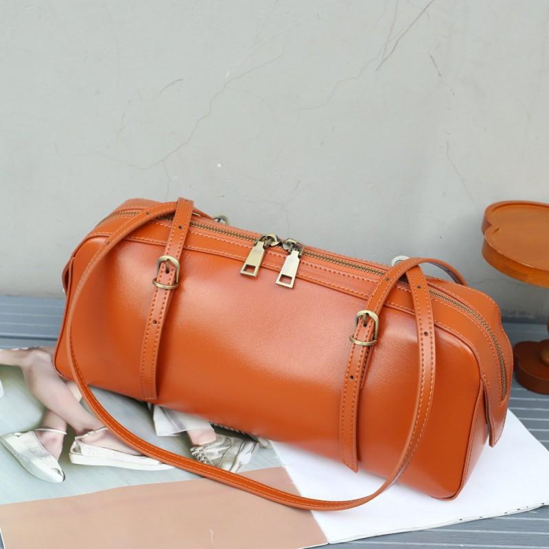 

Genuine Leather Tanned Cowhide Shoulder Bag Versatile Texture Women s Niche Korean Tote French Stick 34x12x13cm