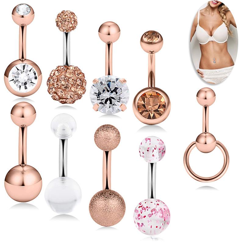 Neue Set-Kombination 9 in 1 Acryl-Flash-Stück, Strass-Zirkon-Misch-Nabelnagel 