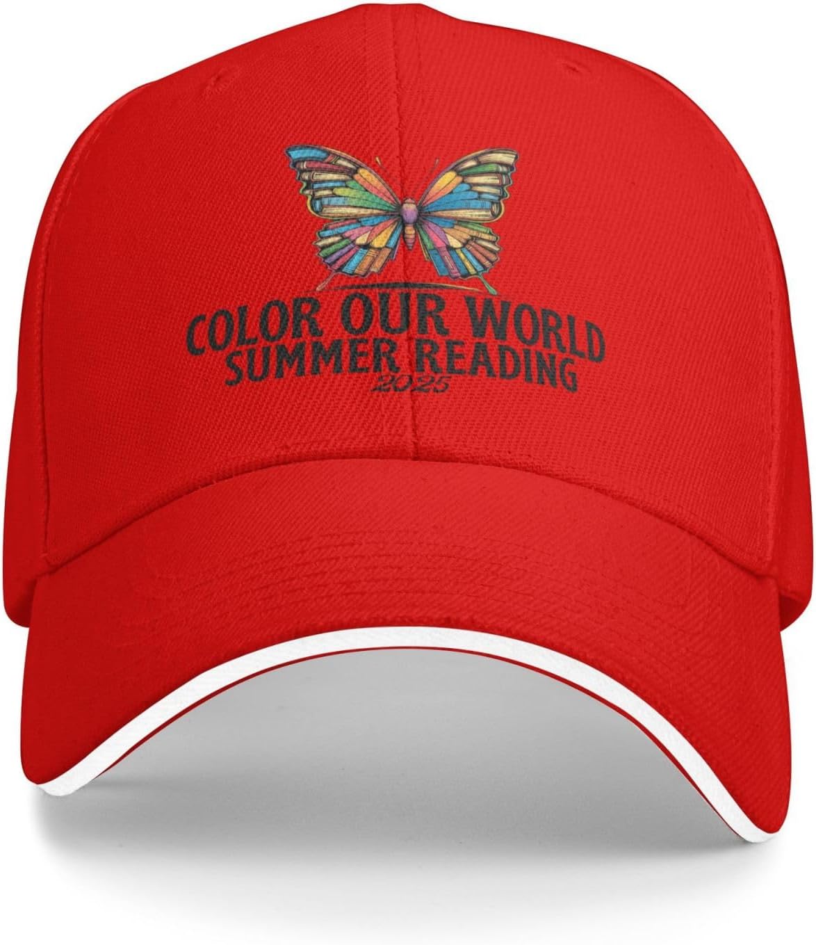 

Color Our World Summer Reading Butterfly Cap Polyester Adult Trucker Hat Outdoor One Size