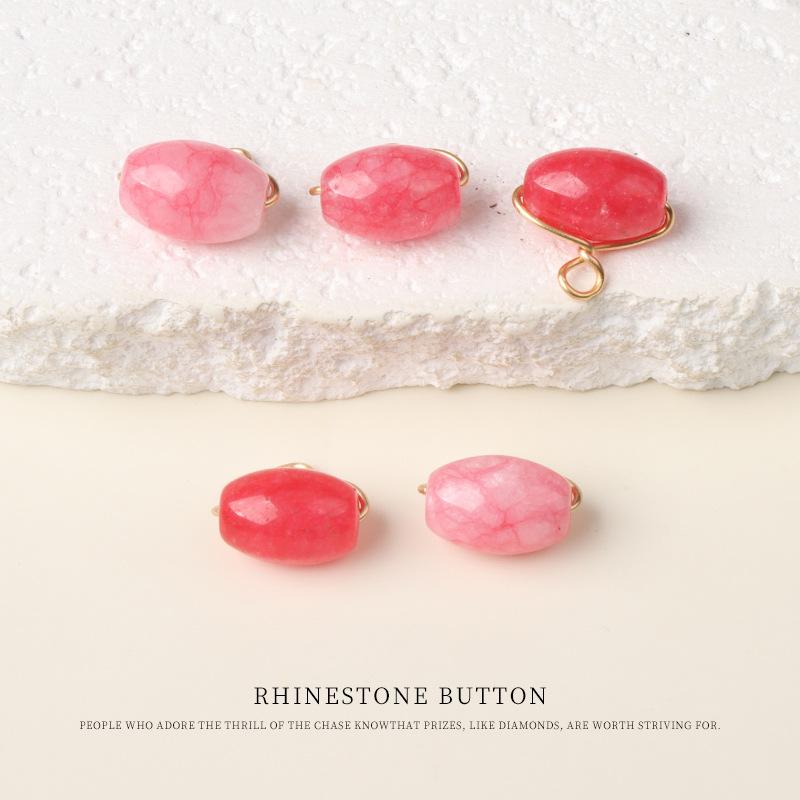 

5pcs Gradual Change Color Natural Jade Buttons Cylindrical Jade Buttons Chinese Hanfu Song Jin Cheongsam Buttons Shirt Cardigan Buttons 1 #pink horizontal diameter 12mm