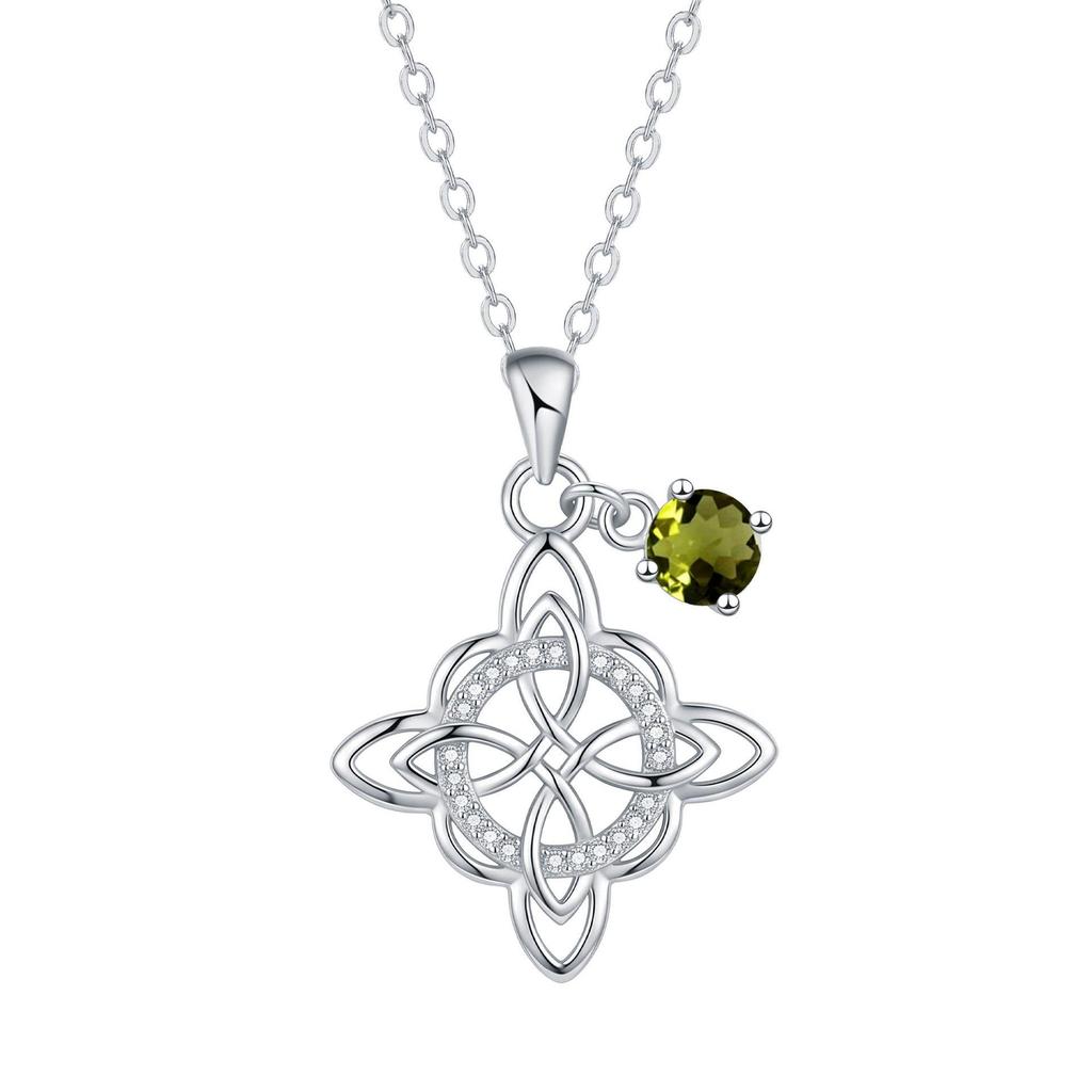 Twelve Zodiac Stones Witch Knot Necklace - Elegant Clavicle Chain Pendant Birthday Gift