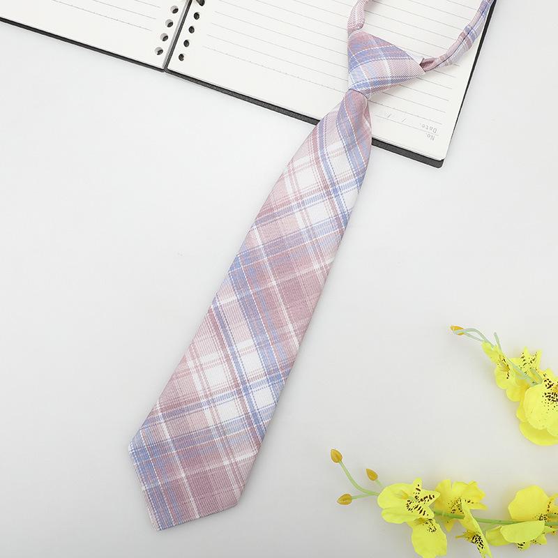 

Jk Female College Style Lazy Pink Small Tie Japanese Plaid Uniform Shirt Student Ins Men S And Women S Tide Short Bow Tie