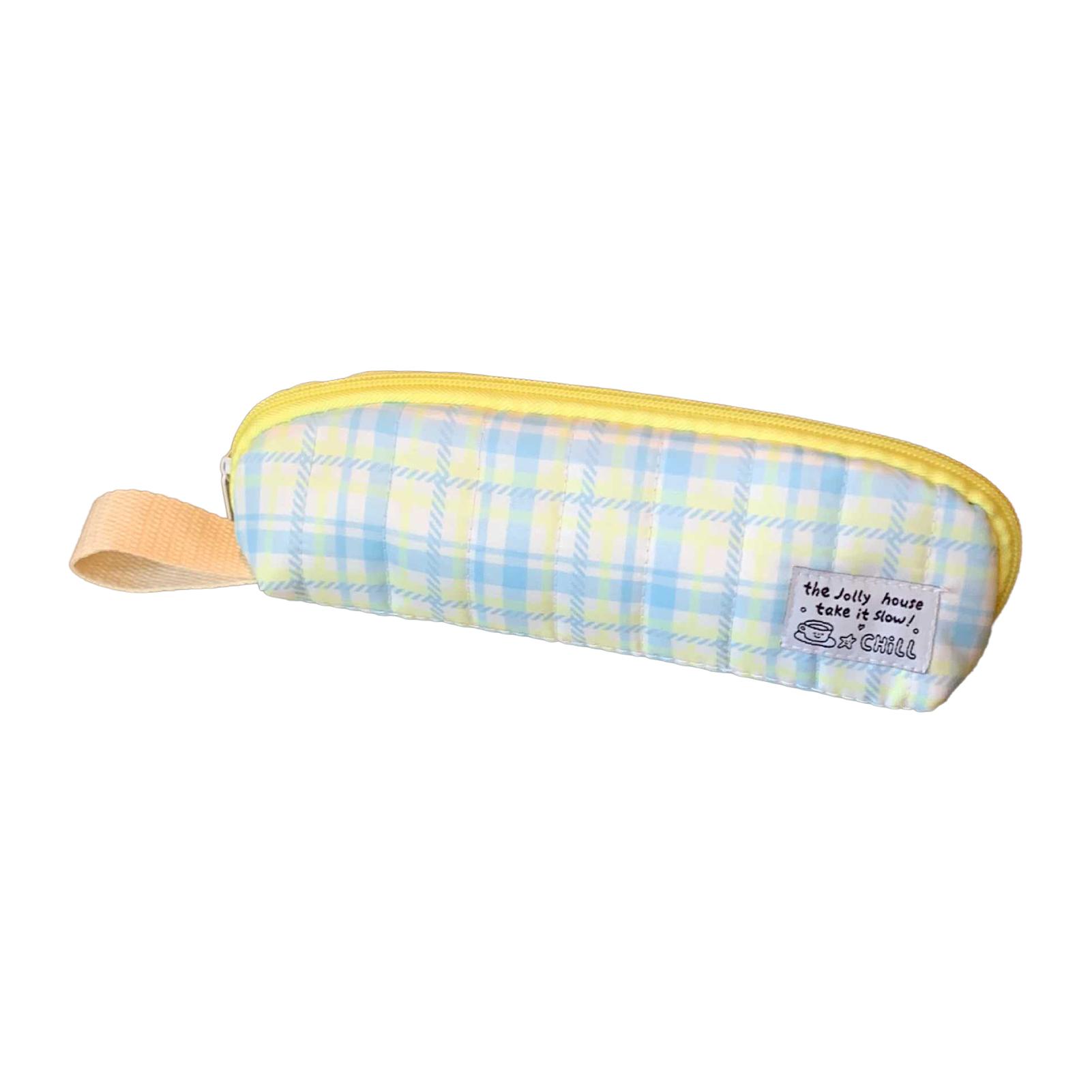 

Large Capacity Plaid Pencil Case Portable Storage Bag With Handle Suitable For Students