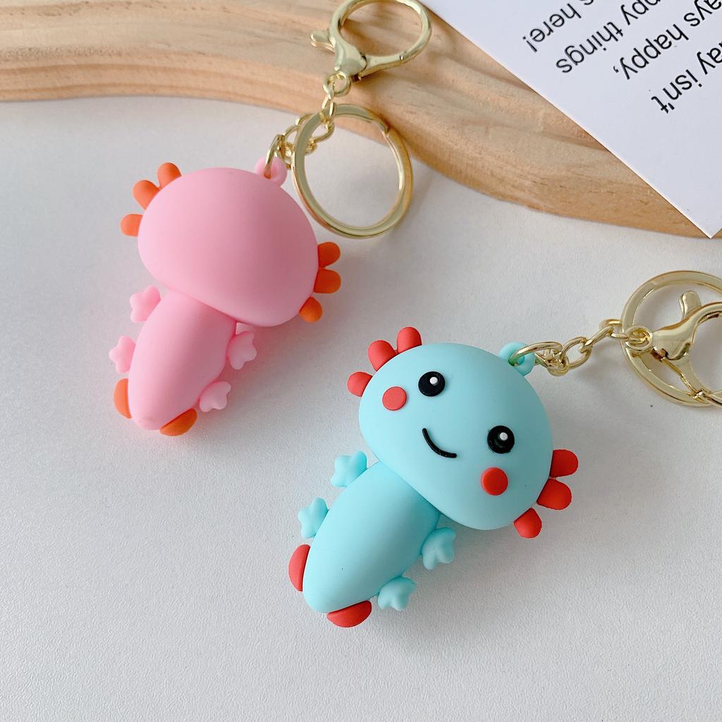 Kawaii Axolotl Keychain Animal Pendant Hexagonal Dinosaur Simulation Key Ring