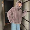 Kordelzug Lange Ärmel Elastische Bündchen Dick Warm Pullover Hoodie Herbst Winter Einfarbige Beidseitige Plüsch Unisex Kapuzenpullover