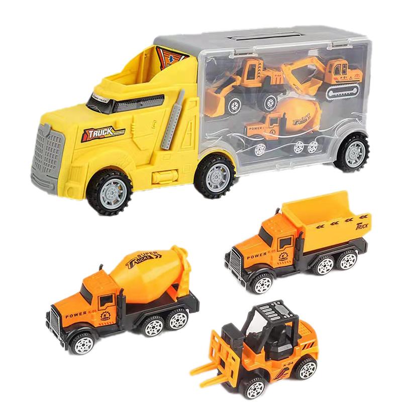 10 In 1 Construction Toys Truck Storage Die-Cast Vehicle Transporter Car Set Excavator Dump Truck Digger Backhoe For Kids Gift