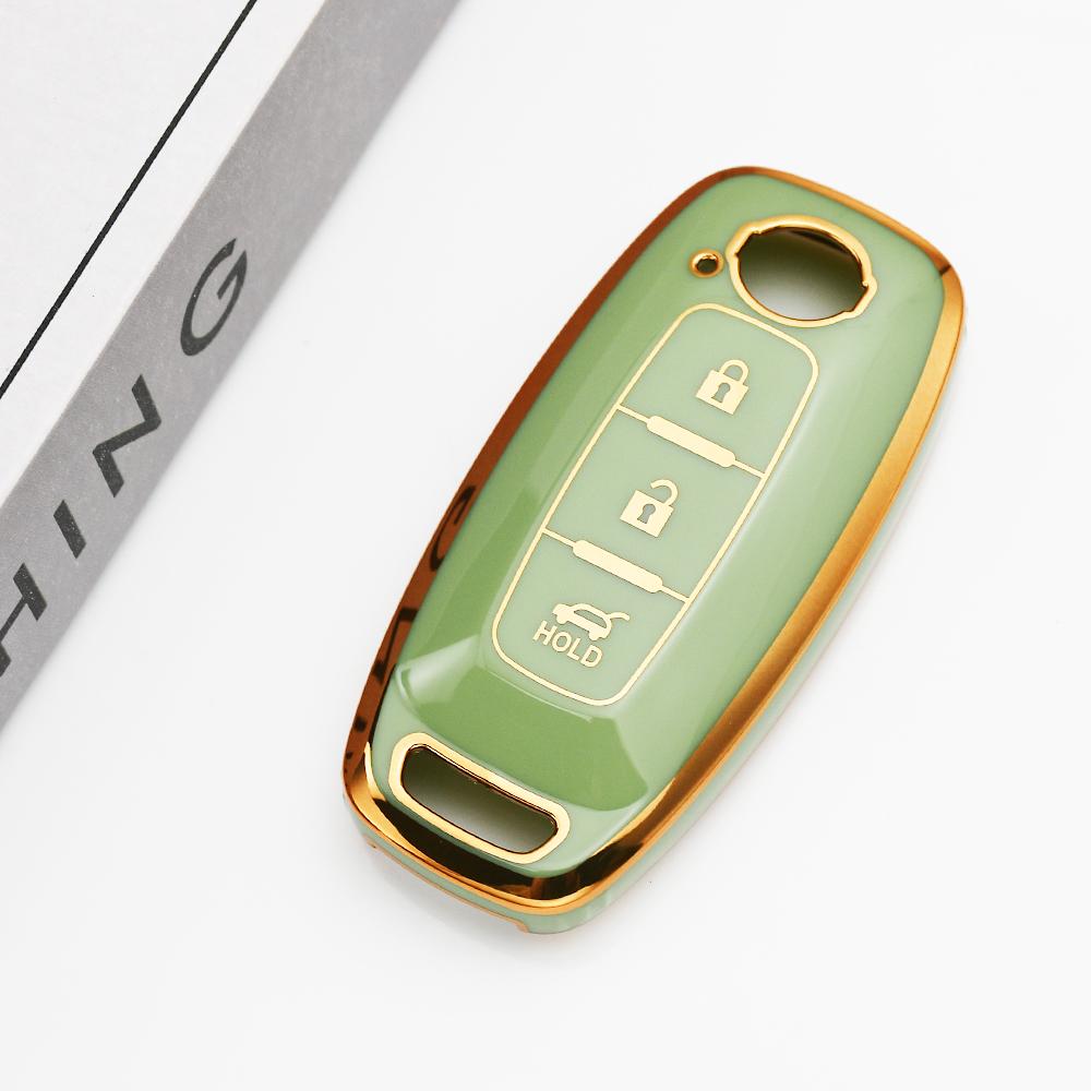 Gold Edge Soft TPU Auto Keyless Remote Key Case Holder Cover for Nissan Juke Teana Altima Ariya X-trail T33 Kicks Qashqai J12