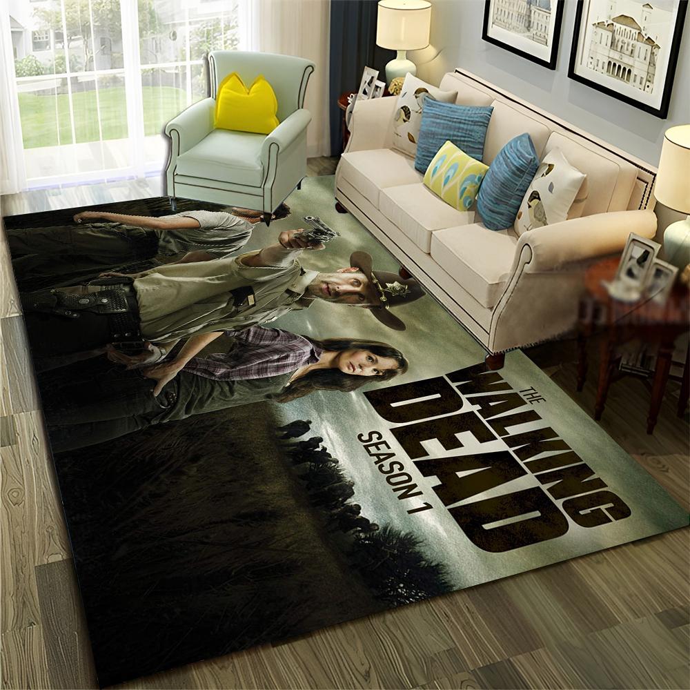 TV Horror The Walking Dead TWD Tappeto per Casa Soggiorno Camera da Letto Divano Zerbino Decorazione, Tappeto Area Gioco Bambini Tappetino Antiscivolo