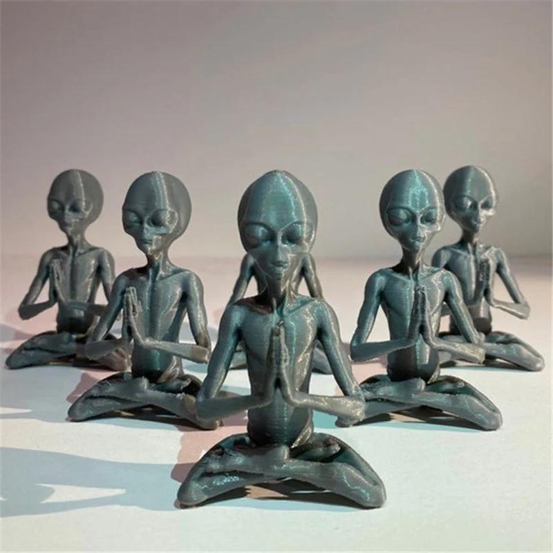 Meditating Alien Resin Statue Garden Ornament Best Art Decor for Indoor Outdoor Home or Office Promotion  Resin Embellishments