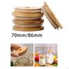 4 Pack Jar Lids with Straw Hole, Reusable Bamboo Canning Lip Covers Drinking Jars