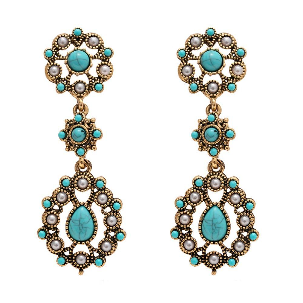 Turquoise Ethnic Style Tassel Earrings Bohemia Style Earrings Pendant  Beach