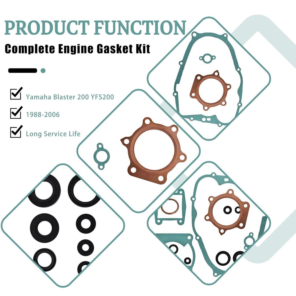 Waltyotur Complete Engine Gasket Kit Set with Oil Seals Replacement for 1988-2006 Yamaha Blaster 200 YFS200