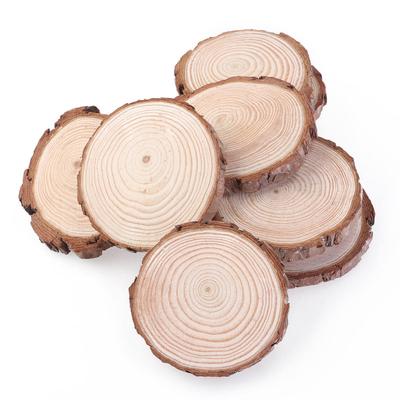 10 Pièces Disques Tranches de Bois 7-9cm Couleur Bois Polies des Deux Côtés Écorce Naturelle Rond Matériaux d'Artisanat DIY Table de Mariage