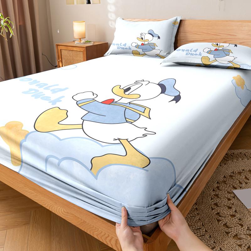 Cartoon 1 Cute Duck Pattern Digital Printed Frosted Fitted Sheet,Bedroom Printed Bed Cover,BeddingNo Pillowcase