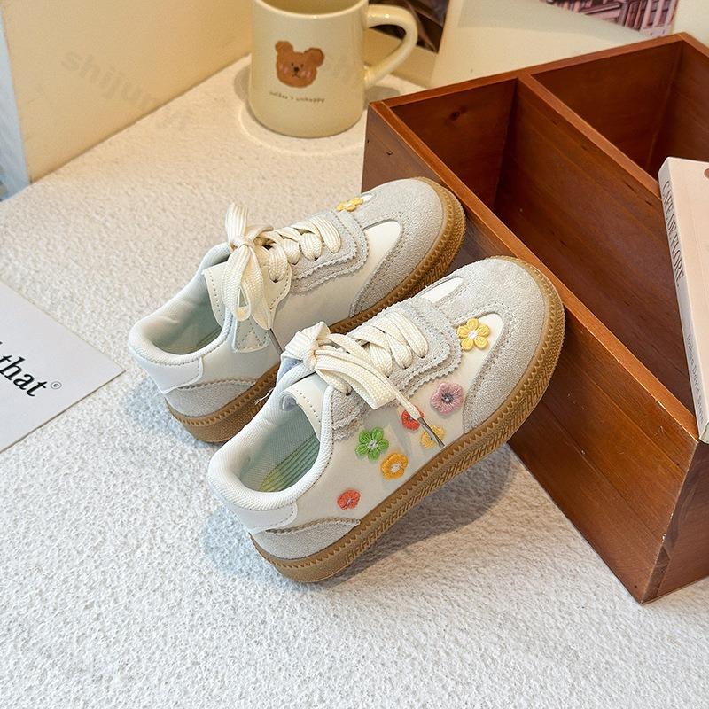 Children's Embroider Fashion Low Top Casual Sports Shoes Autumn New Girls' Comfortable Versatile Non Slip Lace Up Sneakers