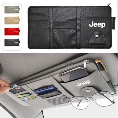 Car Sun Visor Glasses Storage Bag Sunglasses Organizer Clip Card Key Phone Holder For Grand Cherokee Renegade JK Wrangler