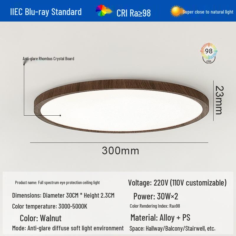 Ultra-Thin Full Spectrum Eye Protection Ceiling Light for Study, Bedroom, or Hallway