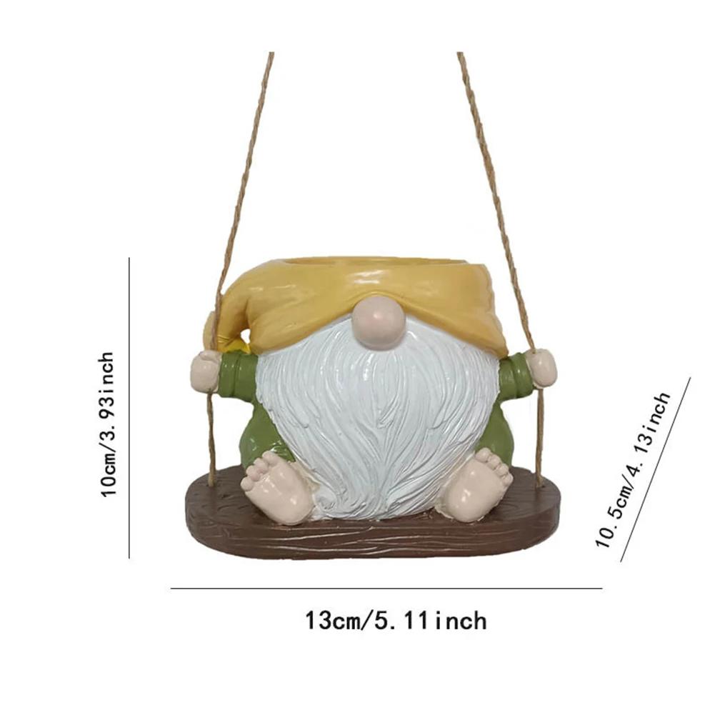 Swing Gnome Planter Resin Cute Plant Succulent Pots Creative Dwarf Flower Container for Indoor Outdoor Plant
