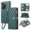 For Honor 400 Pro 5G (Global) Case Multi Card Slots Zipper Rhombus Leather Phone Cover with Wrist Strap