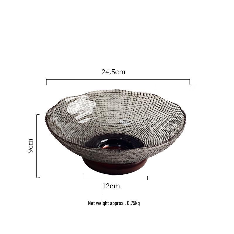 New Chinese Style Glass Serving Bowl with Wood Tray