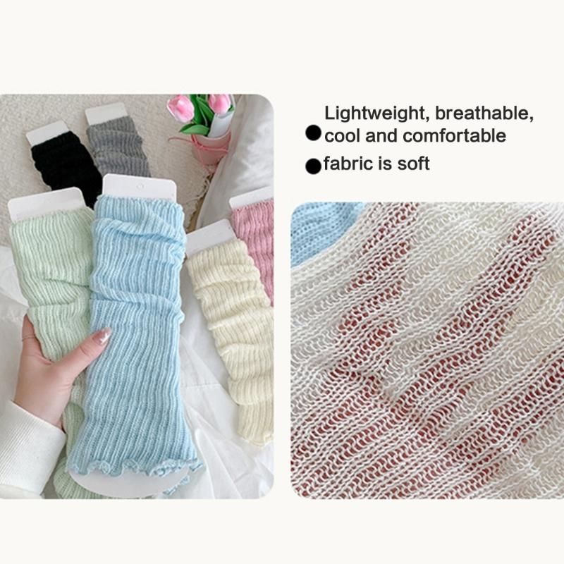 Children's Lightweight Socks Cover Leg Warmer with Ruffled Edges Macaron Color for Girls Spring Summer Wear