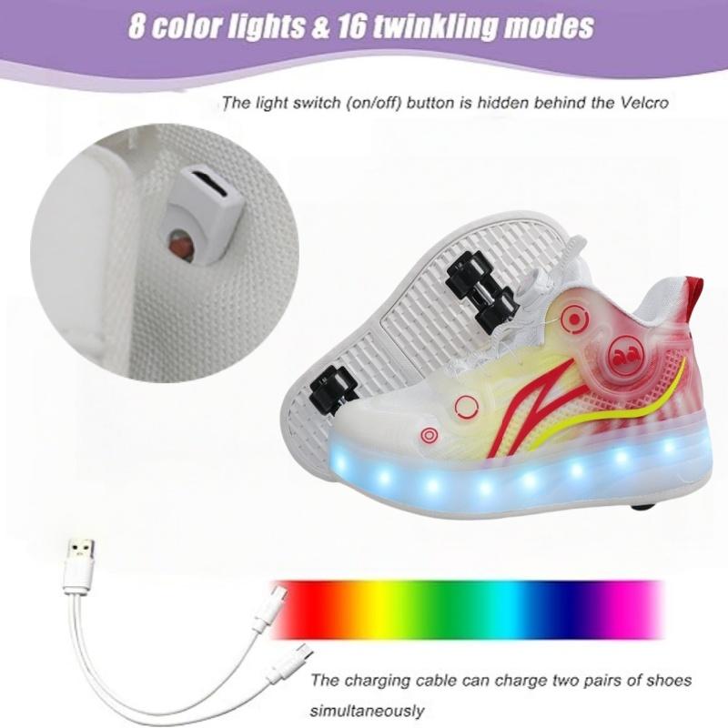 New summer children's walking shoes boys roller skates colorful luminous girls roller skates students telescopic breathable