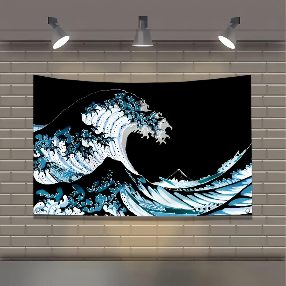 Japanese Wave Tapestry Wall Hanging Ocean Art Flag Banner Ukiyo-e Style Hokusai Anime Decor for Room 60x90cm
