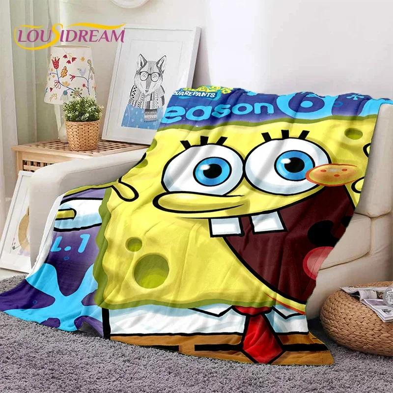 Funny S-SpongeBob Patrick Star Cartoon Soft Flannel Blanket for Beds Bedroom Sofa Picnic,Throw Blanket for Outdoors Leisure Gift