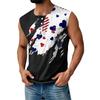 Herre Sommer Uavhengighetsdagen Trykt Sport Knapp Lomme Ermeløs Tanktopp