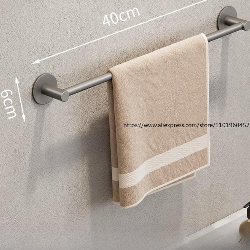 Towel Rack, Toilet, No Punching Gun, Gray Wall-mounted Bathroom, Space Aluminum Hanger, Toilet Storage, Single Bar, Towel Bar.