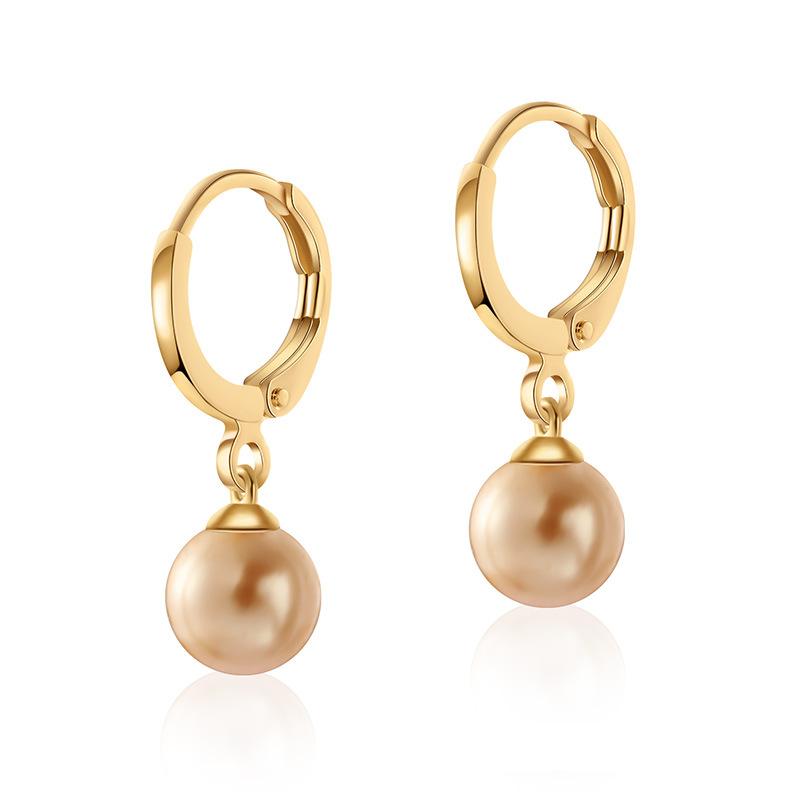 Gold Plated Champagne Pearl Drop Hoop Earrings дубильная кора