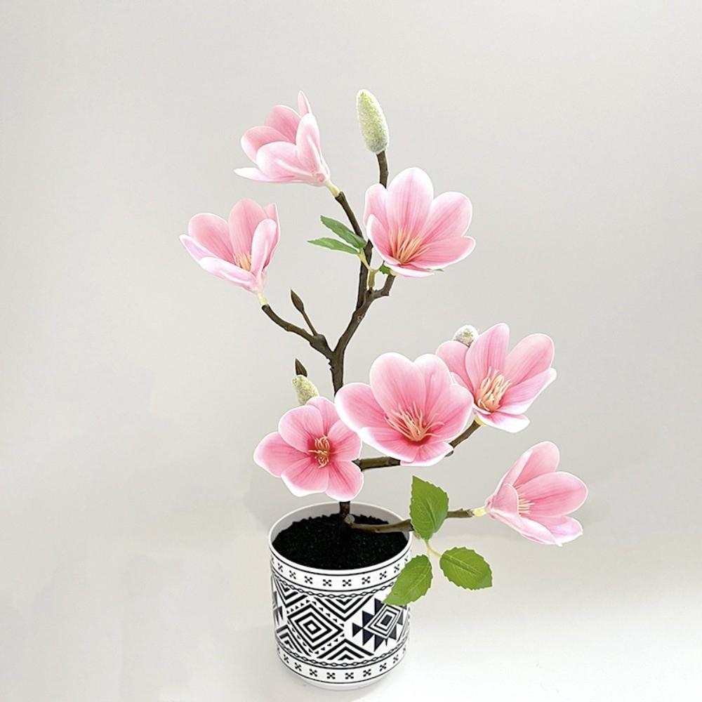 

Flower Pot Simulated Magnolia DIY Artificial Faux Plants New Plastic Fake Flower Home Decor 06