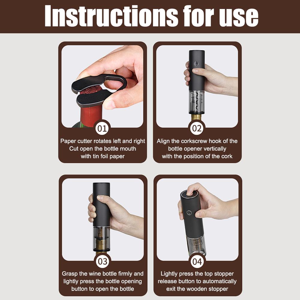 Electric Wine Bottle Opener Bar Tools Rechargeable Automatic Wine Opener for Party Bar Wine Lover Gift with Foil Cutter Electric Corkscrew