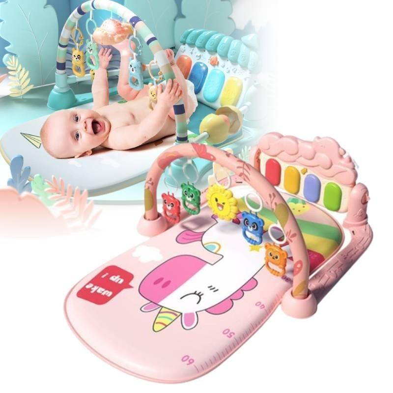 Infant Musical Piano Baby Gym Mat With Detachable Hanging Toys And Light-up Features