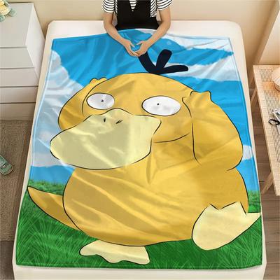 Pokémon Psyduck Pattern Flannel Blanket, High Quality Comfortable for All Seasons, Home Decor, Warmth and Comfort, Perfect for Gifts.
