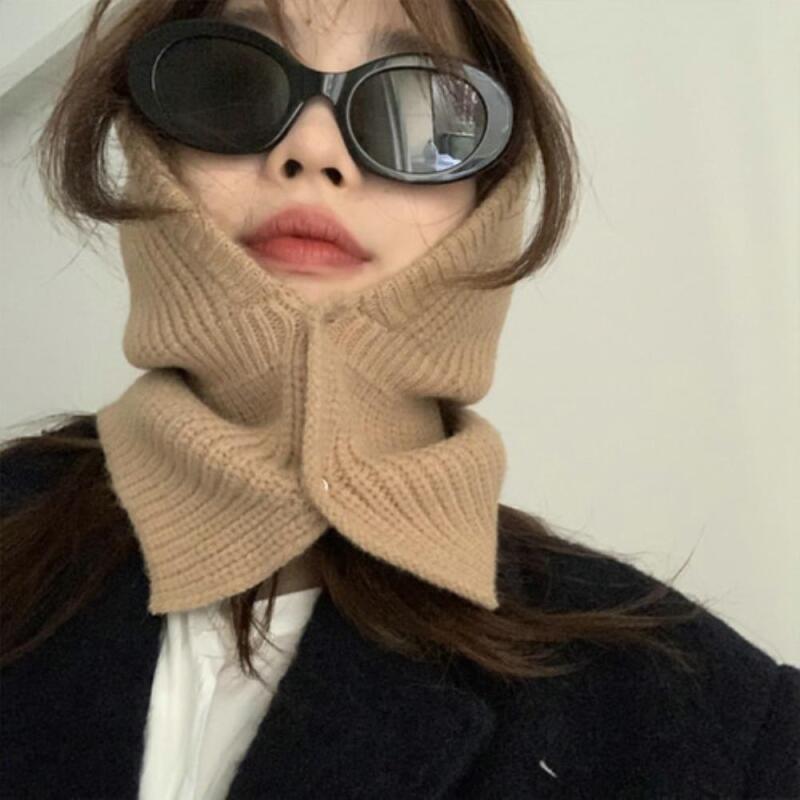 Kinos Winter Women s Button Hoodie Hat Balaclava ivory