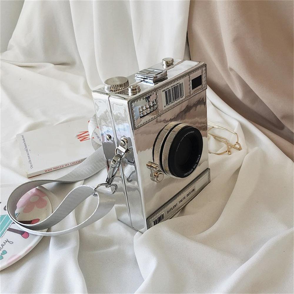 Moda casual personalidade criativa alça de ombro larga câmera pequena bolsa quadrada moda simples bolsa de ombro único bolsa crossbody