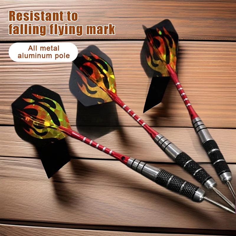 Set da 3 pezzi di dardi in metallo di alta qualità in ferro inossidabile 22G Allenamento da competizione Asta in alluminio nero Aletta laser Intrattenimento