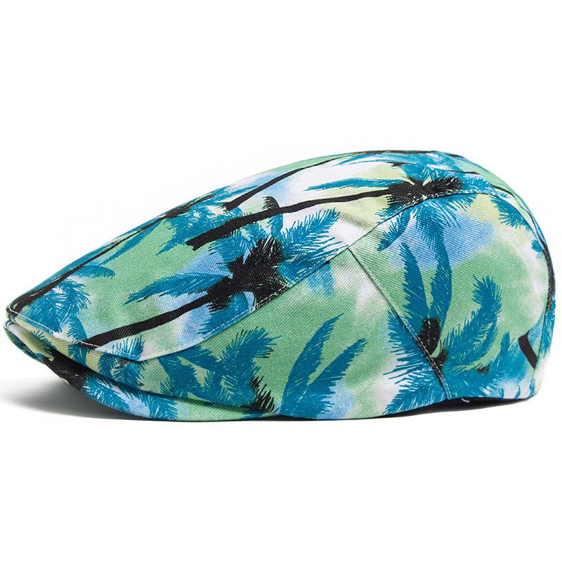 

Vacation Style Men Women Beret Summer Fashion Print Cotton Soft Top Beach Visor Hat Casual Painter Berets Unisex Adjustable 55-59CM синій