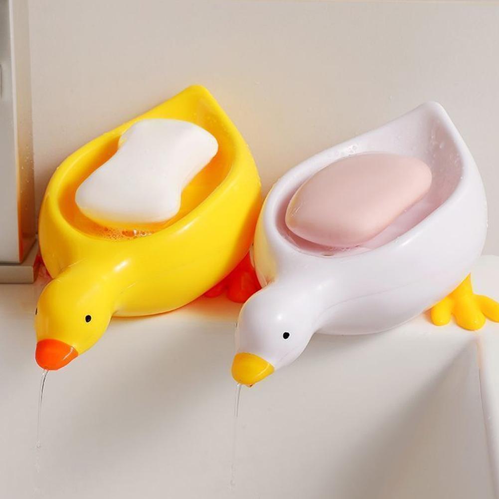 Soap Tray Self-draining Soap Rack Cute Duck-shaped Creative Rack for Shower Bathroom Kitchen Tub Sink Tray Bracket Bathroom