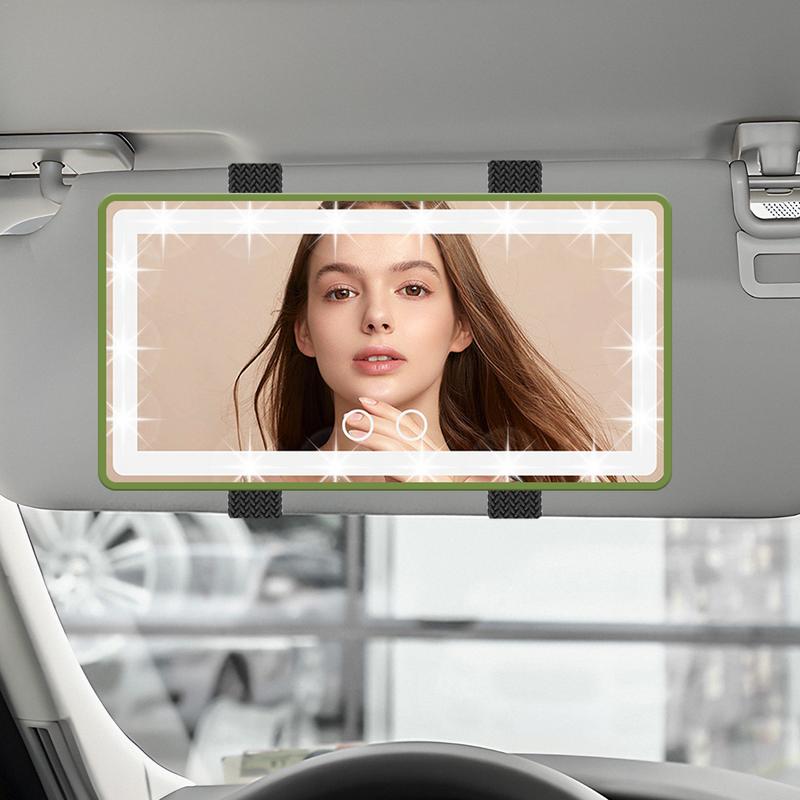 LED Makeup Mirror For Car Vanity LED Light Auto Mirror USB Charging Rearview Mirror Cosmetic Mirror For Mini Cars Trucks SUVs