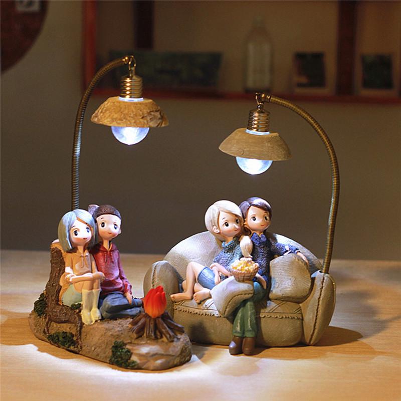 Resin Craft Couple Character Ornaments Creative Boy Girl Night Light