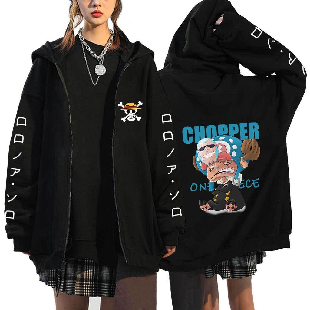 Japanese Anime ONE PIECE Hoodies Men Kawaii Harajuku Manga Graphic Zipper Coats Monkey D. Luffy Printed Streetwear Sweatshirts Unisex Pullovers Tops