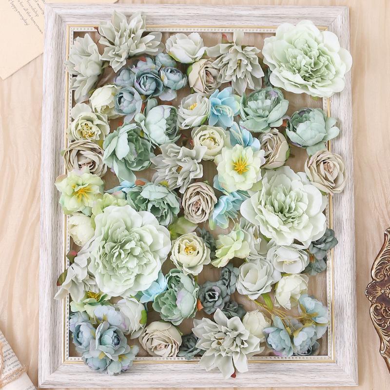 Mixed Artificial Rose Flowers Heads Fake Flower for Home Hoom Decor Garden Wedding Decoration DIY Craft Garland Gifts Accessory