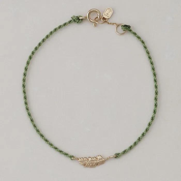 [14k]_feather of freedom cord bracelet.