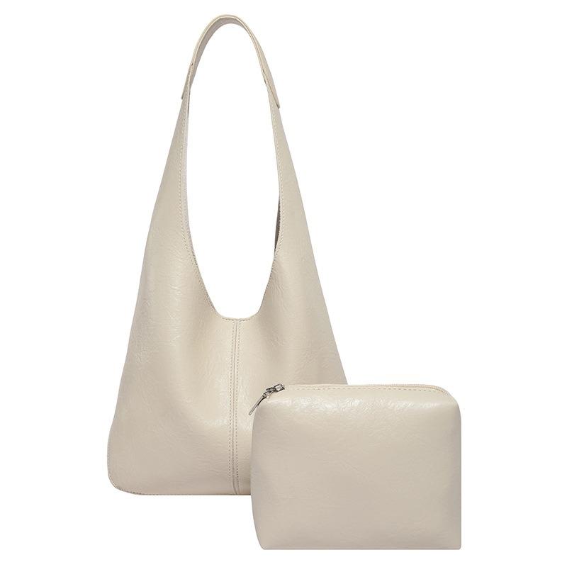 Underarm bag women's new autumn simple and versatile shoulder bag oil wax leather large-capacity tote bag