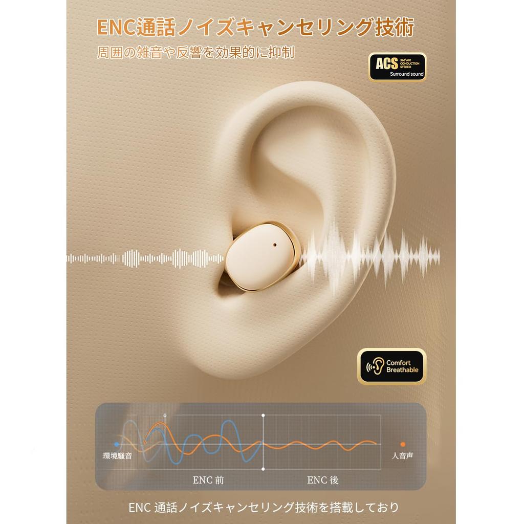 Ethernotes Wireless Bluetooth HiFi Sound Low 2025 Latest Bluetooth Automatic Instant Up to 60 Hours of Fast Volume Comfortable Japanese Voice IPX7