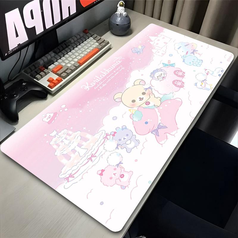 Korilakkuma Rilakkuma Cute Desk Mat Extended Anime Mousepad Computer Nonslip Large Mouse Pad Office Accessories Pc Table Carpet